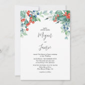 Holly and Berries Waterverf Winter Wedding Invita Kaart (Voorkant)