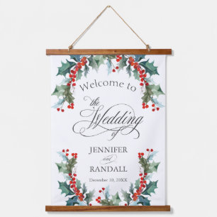 Holly and Berries Wedding Welcome Hangend Wandkleed