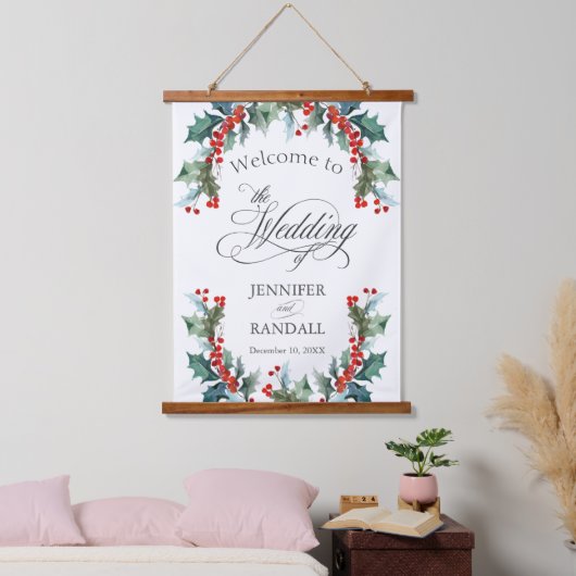 Holly and Berries Wedding Welcome Hangend Wandkleed (Slaapkamer)