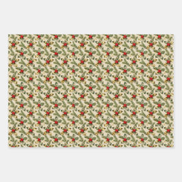 Holly and Evergreens Inpakpapier Vel