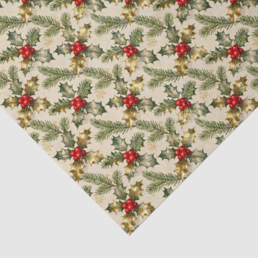 Holly and Evergreens Tissuepapier (Detail)