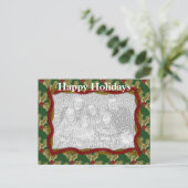 Holly and Garland Kerstfeestdag Foto Briefkaart (Staand voorkant)