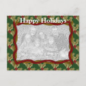 Holly and Garland Kerstfeestdag Foto Briefkaart (Voorkant)