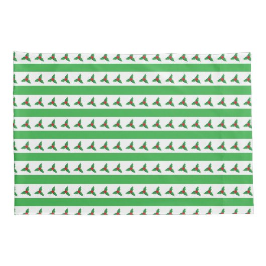 Holly and Green Stripe Pattern Retro kerst Kussensloop (Achterkant-Rechts)