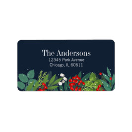 Holly and Greenery Merry Kerstfeestay Adres Etiket