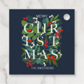 Holly and Greenery Merry Kerstfeestdag Bedankjes Labels (Achterkant)