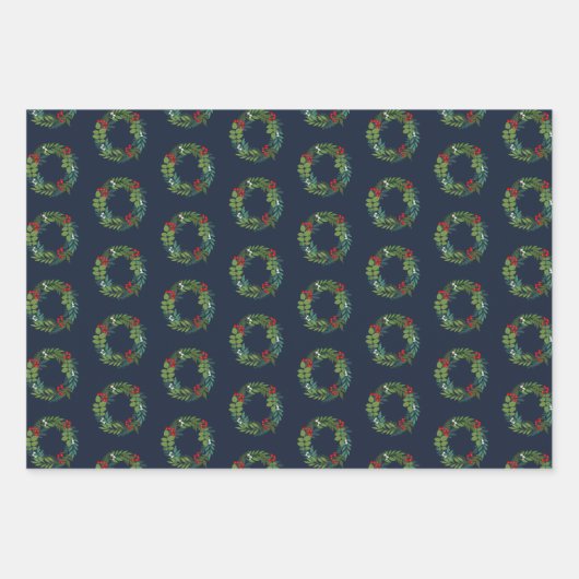 Holly and Greenery Merry Kerstfeestdag Inpakpapier Vel (Voorkant)