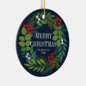 Holly and Greenery Merry Kerstfeestdag Keramisch Ornament (Rechts)