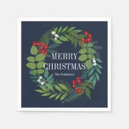 Holly and Greenery Merry Kerstfeestdag Servet