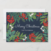 Holly and Greenery Merry Kerstmis Feestdagenkaart (Voorkant)