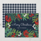 Holly and Greenery Merry Kerstmis Feestdagenkaart (Voorkant / Achterkant)