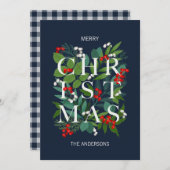 Holly and Greenery Merry Kerstmis Feestdagenkaart (Voorkant / Achterkant)