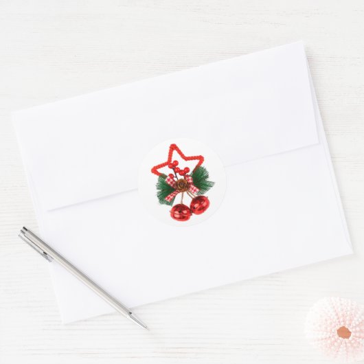 Holly and Jingle Bells Envelope Seals Ronde Sticker (Envelop)