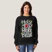 Holly and Jolly, Merry and bright, festive tee, ki Trui (Voorkant volledig)