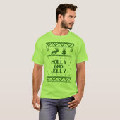 Holly and Jolly Ugly KerstSweater T-Shirt (Voorkant volledig)