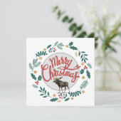Holly and Leaf Circle Moose Kerstfeestay Card Feestdagenkaart (Staand voorkant)