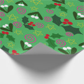 Holly and Mistletoe Holiday Wrapping Paper Cadeaupapier (Hoek)
