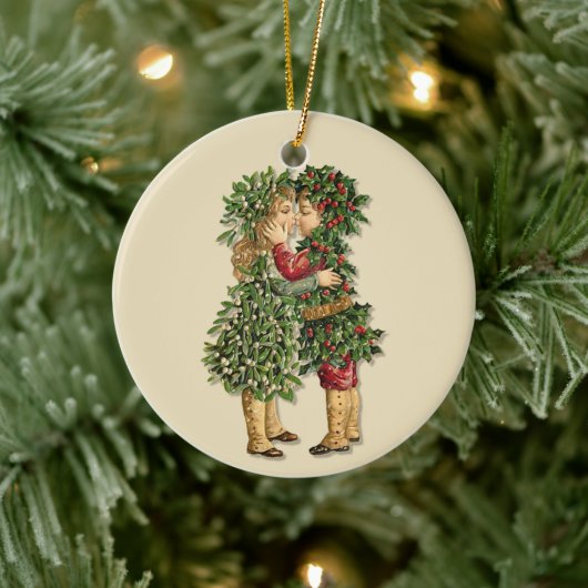 Holly and Mistletoe Kinder - Bewerk tekst Ornament (Boom)