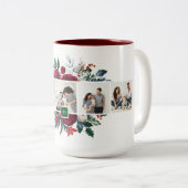 Holly and Pine 5 Photo Collage Monogram Kerstmis Tweekleurige Koffiemok (Voorkant rechts)