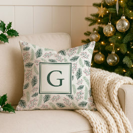 Holly and Pine Monogram Holiday Kussen