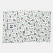 Holly and Pine Monogrammed Kerstmis Theedoek (Horizontaal)