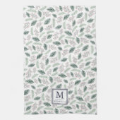 Holly and Pine Monogrammed Kerstmis Theedoek (Verticaal)