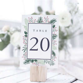 Holly and Pine Table Number Kaart
