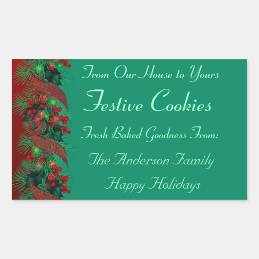 Holly and Pine Vakantie Eten Vierkante Sticker (Voorkant)