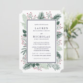 Holly and Pine Wedding Invitation Kaart (Staand voorkant)