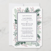 Holly and Pine Wedding Invitation Kaart (Voorkant)