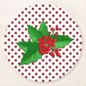 Holly and Polka Dots Holiday Paper Onderzetters (Voorkant)