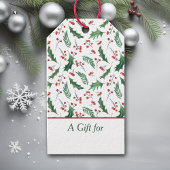 Holly and Red Berry Holiday Pattern Cadeaulabel