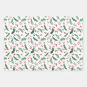 Holly and Red Berry Holiday Pattern Inpakpapier Vel (Voorkant 3)