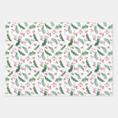 Holly and Red Berry Holiday Pattern Inpakpapier Vel (Voorkant 2)