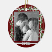 Holly and Starfish Red Family Photo Frame Keramisch Ornament (Links)