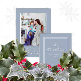 Holly and the Ivy Minimalist Blue Christmas Card Folie Uitnodiging