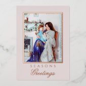 Holly and the Ivy Minimalist Blush Christmas Card Folie Uitnodiging (Voorkant)