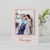 Holly and the Ivy Minimalist Blush Christmas Card Folie Uitnodiging (Staand Voorkant)