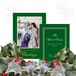 Holly and the Ivy Minimalist Green Christmas Card Folie Uitnodiging
