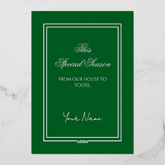 Holly and the Ivy Minimalist Green Christmas Card Folie Uitnodiging (Achterkant)