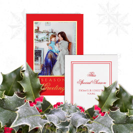 Holly and the Ivy Minimalist Red Christmas Card Folie Uitnodiging