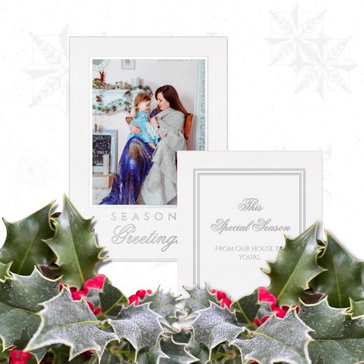 Holly and the Ivy White & Silver Christmas Card Folie Uitnodiging
