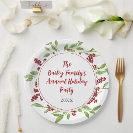 Holly and Waterverf Greenery Holiday Paper Bord