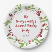 Holly and Waterverf Greenery Holiday Paper Bord (Voorkant)