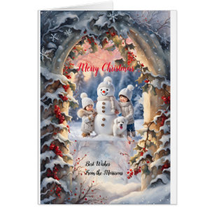 Holly Archway gepersonaliseerd kerst Wenskaart
