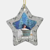 Holly Baby's Eerste Kerstmis 2023 Ster Keramisch Ornament (Links)