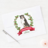 Holly Banner Bernese Mountain Dog Kerstplein Vierkante Sticker (Envelop)
