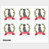 Holly Banner Black Labrador Retriever Kerstmis Vierkante Sticker (Vel)