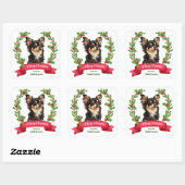 Holly Banner Black Tan Chihuahua Dog Kerstmis Vierkante Sticker (Vel)