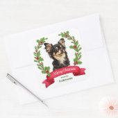 Holly Banner Black Tan Chihuahua Dog Kerstmis Vierkante Sticker (Envelop)
